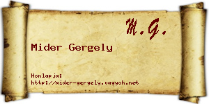 Mider Gergely névjegykártya
